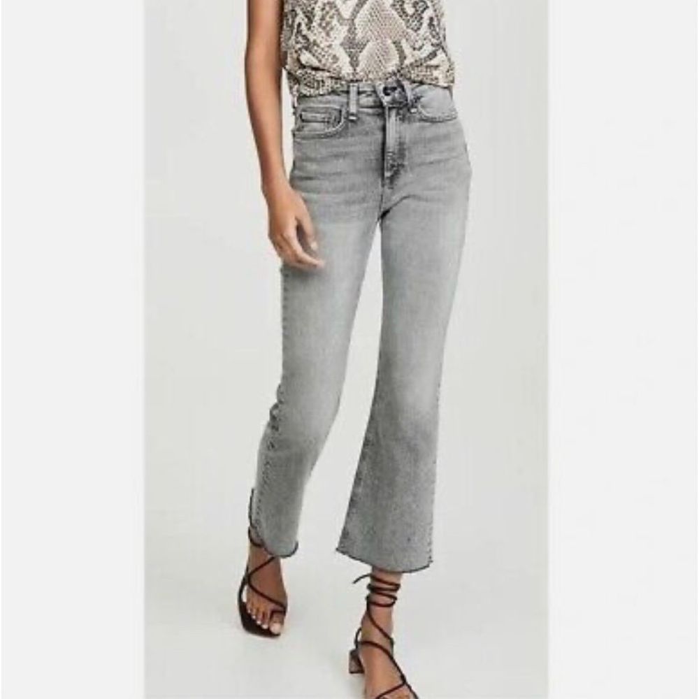 Rag & Bone High Rise Ankle Flare Nina Jeans in Grey Broderick